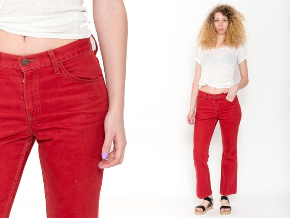 red levi jeans