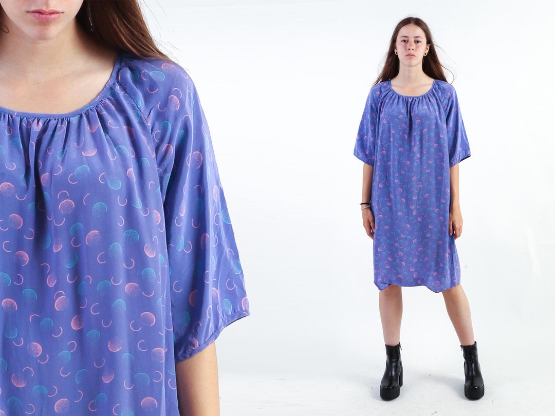 VINTAGE 60s 70s WHITE PURPLE PINK YELLOW AZTEC GEOMETRIC MOD DRESS 14 16
