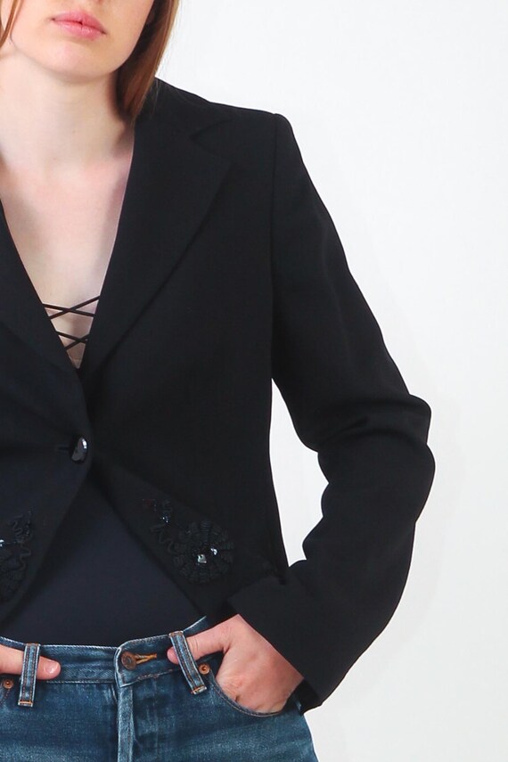 1990s ARMANI Blazer - Vintage Black 90s Sequins F… - image 5