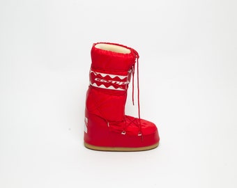 1980s Campri Snow Boots Red Snow Boots Vintage 80s Retro Bloggerstyle Red Moon Boots Winter Boots 90s Boho Tall Shoes Size EU 38-39,5 UK 5/6