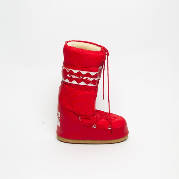 1980s Campri Snow Boots Red Snow Boots Vintage 80s Retro Bloggerstyle Red Moon Boots Winter Boots 90s Boho Tall Shoes Size EU 38-39,5 UK 5/6