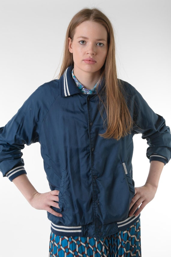 1980s Navy Blue Windbreaker - 80s Vintage Retro S… - image 8