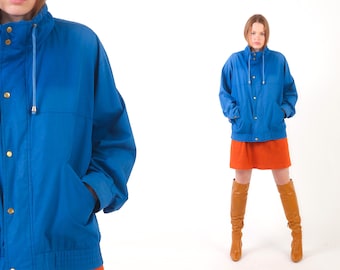 1980s St Michael Windbreaker Jacket 80s Vintage Blue Hiking Hipster Lightweight Sports 90s Retro Anorak Normcore Streetwear Warmup M L
