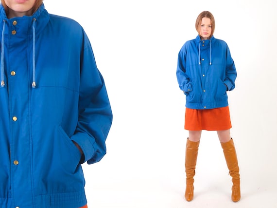 St Michael Windbreaker Jacket 80s Vintage Blue Hiking Lightweight Sports 90s Retro Anorak Normcore Track Jacket 1980s Streetwear Warmup M L