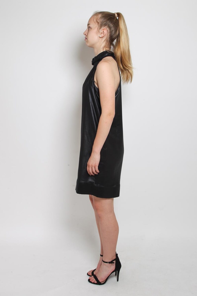 1990s Sheer Black Dress with Pink Lining