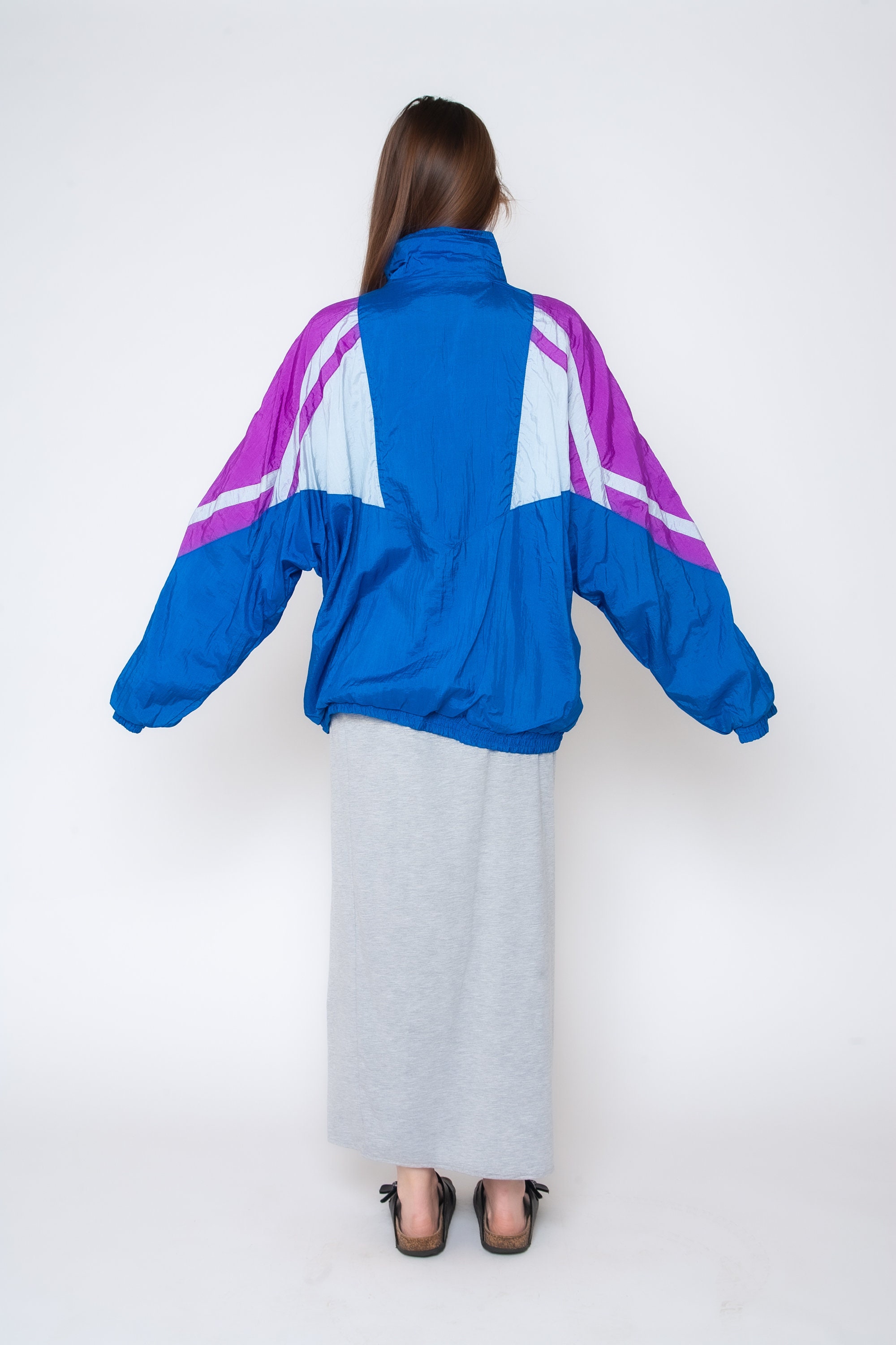 80s Purple Windbreaker Blue Zip up Jacket 1980s Vintage 80s Purple Windbreaker Blue Zip up Jacket 1980s Vintage