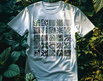 Bauhaus Geometric Pflanzen Print T-Shirt | Natürliche Pflanzenformen