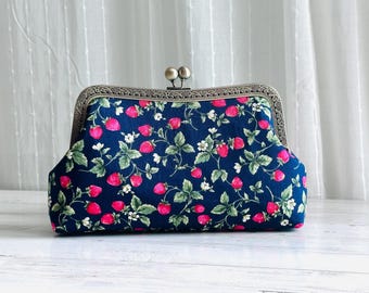Strawberry Clutch: Floral with/without Aluminum Chain Strap