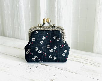 Cherry Blossoms Coin Purse: Japanese Style Floral with Kiss Clasp