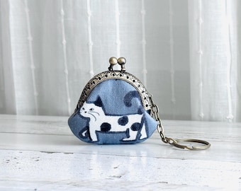 Gray Cats Mini Coin Purse with Keychain