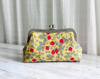 Strawberry Clutch: Floral with/without Aluminum Chain Strap