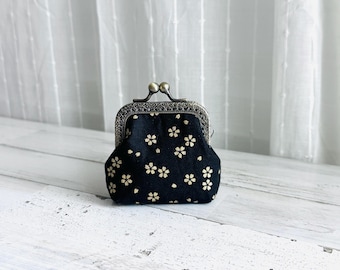 Cherry Blossoms Small Coin Purse: Japanese Floral Wallet with/without Keychain