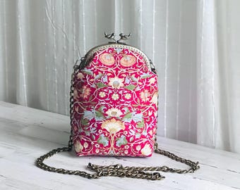 William Morris Small Crossbody Bag: Lodden Holiday Collection with Aluminum Chain Strap