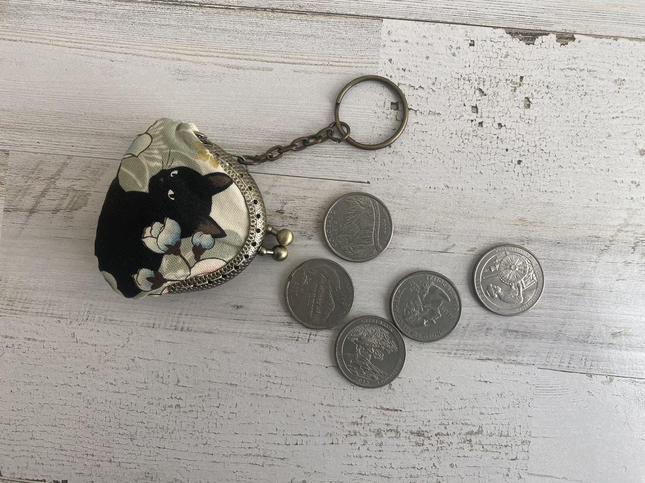 Kim White Coin Purse Key Chain - Black Croc main image 1