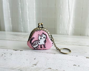 Pink Cats Mini Coin Purse with Keychain