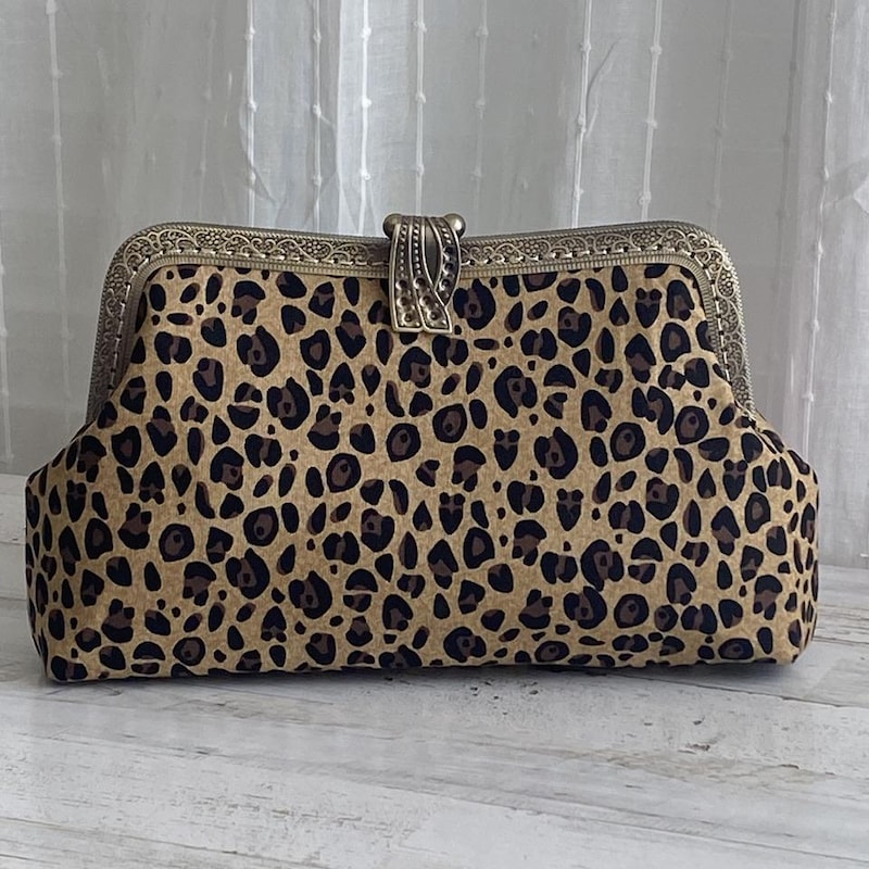 Golden Metallic Leopard Leather AB Wallet Clutch main image 1