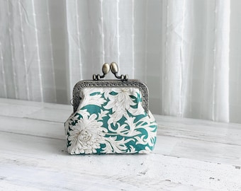Chrysanthemum Coin Purse: William Morris Floral Wallet with Kiss Lock