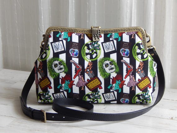 Halloween Beetle Juice Horror Movies Design Large Crossbody bag Messenger with adjustable leather strap