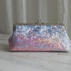 Tie dye motif design clutch bag purse with kiss clasp