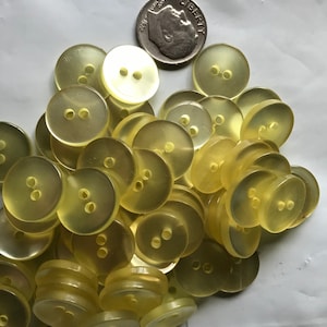 30 Yellow Translucent Round Buttons 5/8&quot;/ 15mm for Sewing or Crafts (B09)