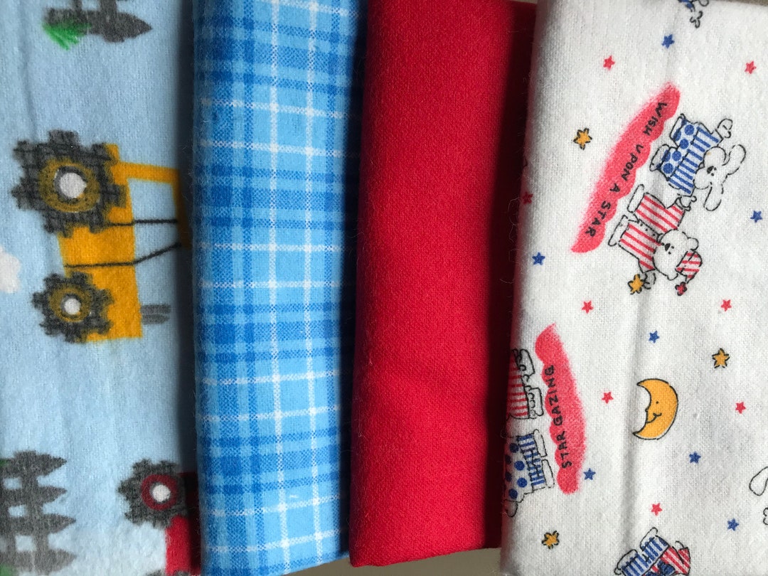 Flannel Fat Quarter Bundle Blue Red Animals and Stars Plaid Farm Flannel Fat Quarter Bundle Blue Red Animals and Stars Plaid Farm