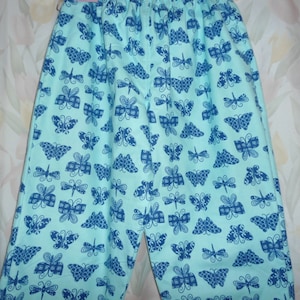 Señoras Pajama Pantalones Cintura media 28 Mariposas Marinas en fondo azul