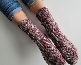 Blueberry Field socks, Fingering Weight, Mid-calf, Crochet Pattern, Advanced Beginner Crochet Pattern PDF