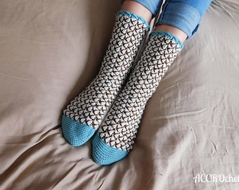 Mint chocolate chip socks, Fingering Weight, Mid-calf, Crochet Pattern, Intermediate Crochet Pattern PDF
