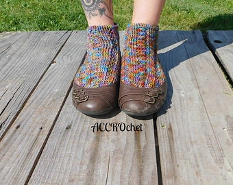 Josephine Socks, Fingering Weight, Ankle, Sneaker socks, Crochet Pattern, Advanced Beginner Crochet Pattern PDF