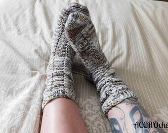 Advanced Beginner Crochet Pattern for Mid-Calf Fingering Socks - Almost the Same Socks