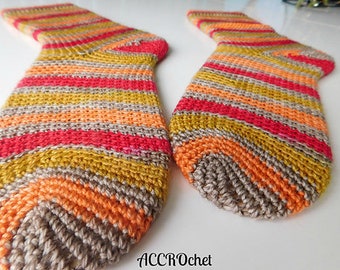 Dobby socks, Fingering Weight, Mid-calf, Crochet Pattern, Advanced Beginner Crochet Pattern PDF