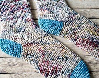 Bahzeek socks, Fingering Weight, Mid-calf, Crochet Pattern, Advanced Beginner Crochet Pattern PDF