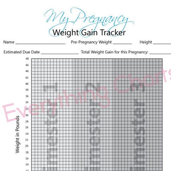 Pregnancy Weight Gain Chart PDF File/printable Etsy