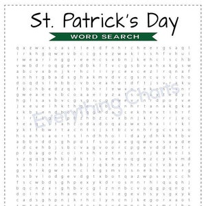 St. Patrick&#39;s Day Word Search - PDF Files/Printables