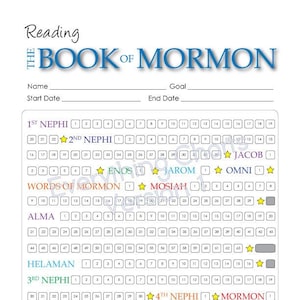 Book of Mormon Reading Chart - PDF File/Printable