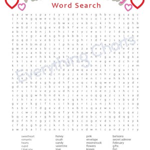 Valentine Word Search PDF Files/printables - Etsy