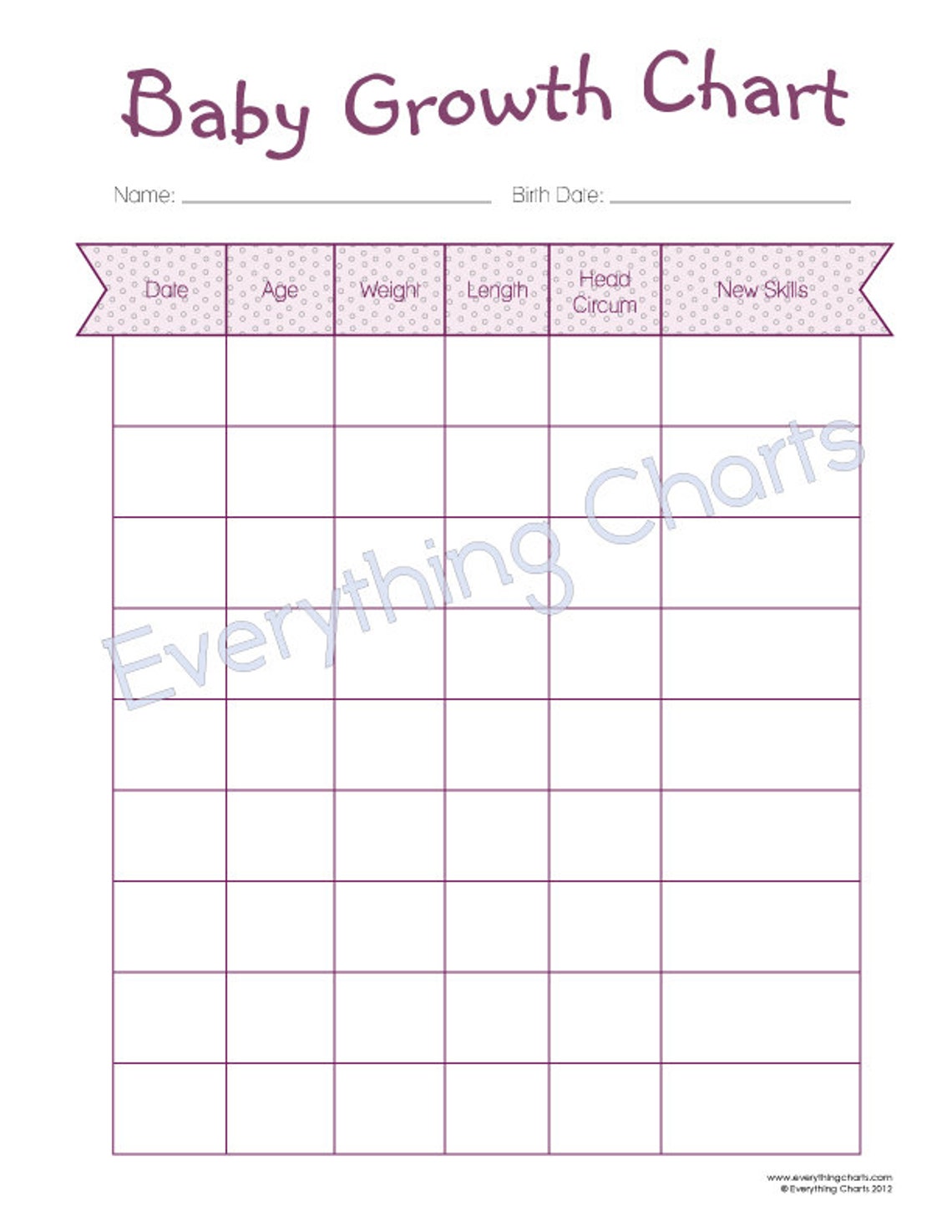 Baby Growth Chart PDF File/printable Etsy