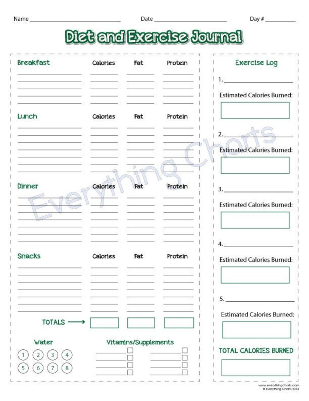 Diet and Exercise Journal - PDF File/printable - Etsy