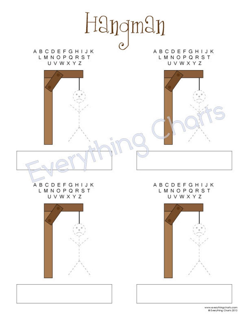 Hangman Recreation - PDF Information/Printables picture regarding Printable Hangman referred to as Hangman Activity - PDF Data files/Printables