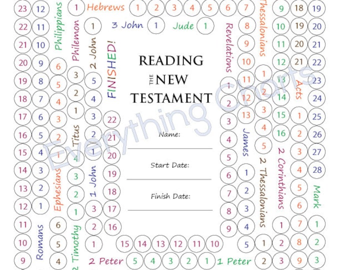 New Testament Reading Chart PDF File/printable Etsy