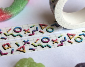 Retro Washi Tape | 80s Aesthetic Washi Tape | Memphis Pattern Stationary