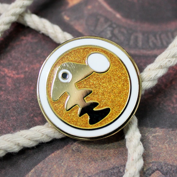 Gold Egg Enamel Pin | Salmon Game Glitter Pin | Lapel Pin