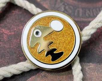 Gold Egg Glitter Enamel Pin | Salmon Game Lapel Pin