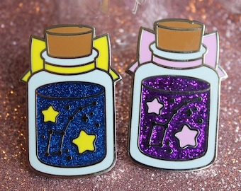 Tall Galaxy in a Bottle Enamel Pin | Glitter Lapel Pin