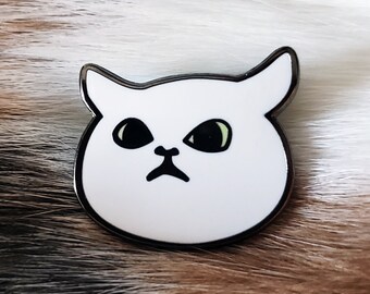 Perturbed Cat Hard Enamel Pin | Grumpy Kitten Lapel Pin