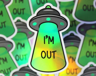 UFO Holographic Sticker | Vinyl Sticker | Laptop Sticker | Waterproof Sticker | Water Bottle Sticker | Holographic Sticker