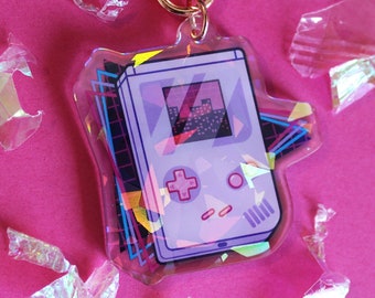 Vaporwave Gaming Keychain | Holographic Retro Charm