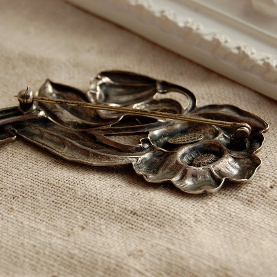 Danecraft Sterling Flower Brooch Pin Vintage 1940… - image 5