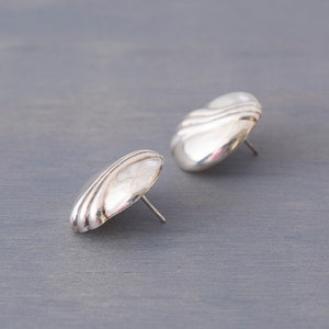 Vintage Modernist Sterling Silver Oval Earrings Retro Birthday, Anniversary Gift, Wife, Mom, Girlfriend image 2