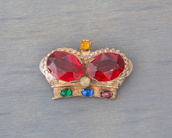 Sterling Silver Royal Crown Brooch - Vintage 1940… - image 2